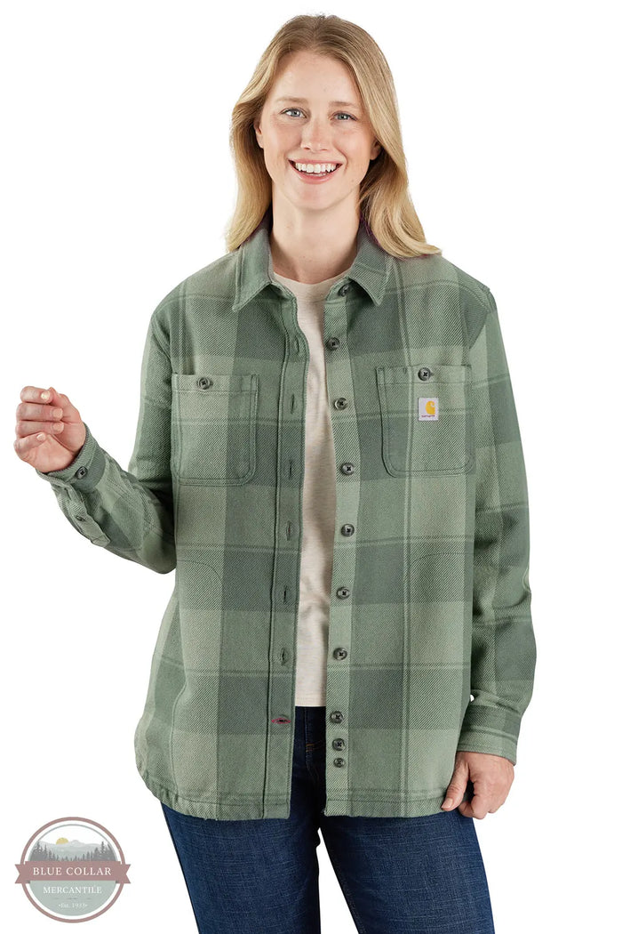 Carhartt 106450 Women's Loose Fit Twill Shirt Jac Model in GH5 Patina Green