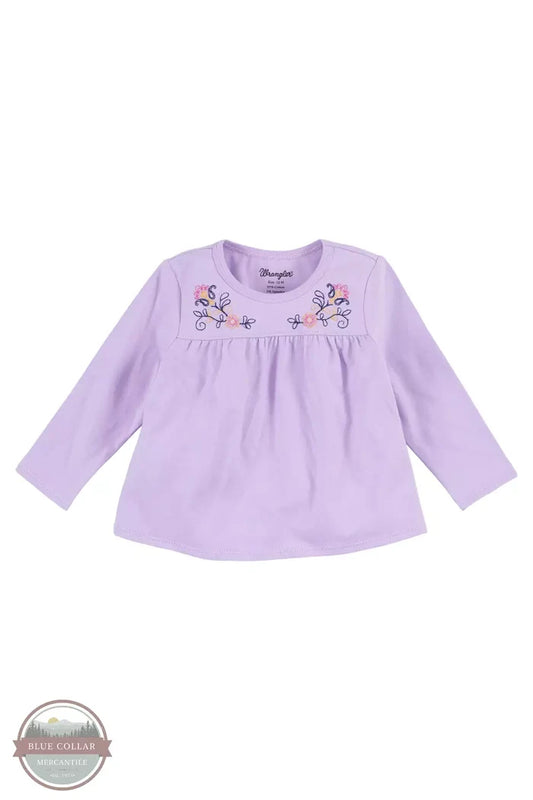 Wrangler 112318187 Floral Embroidery Long Sleeve Top in Lavender Front View