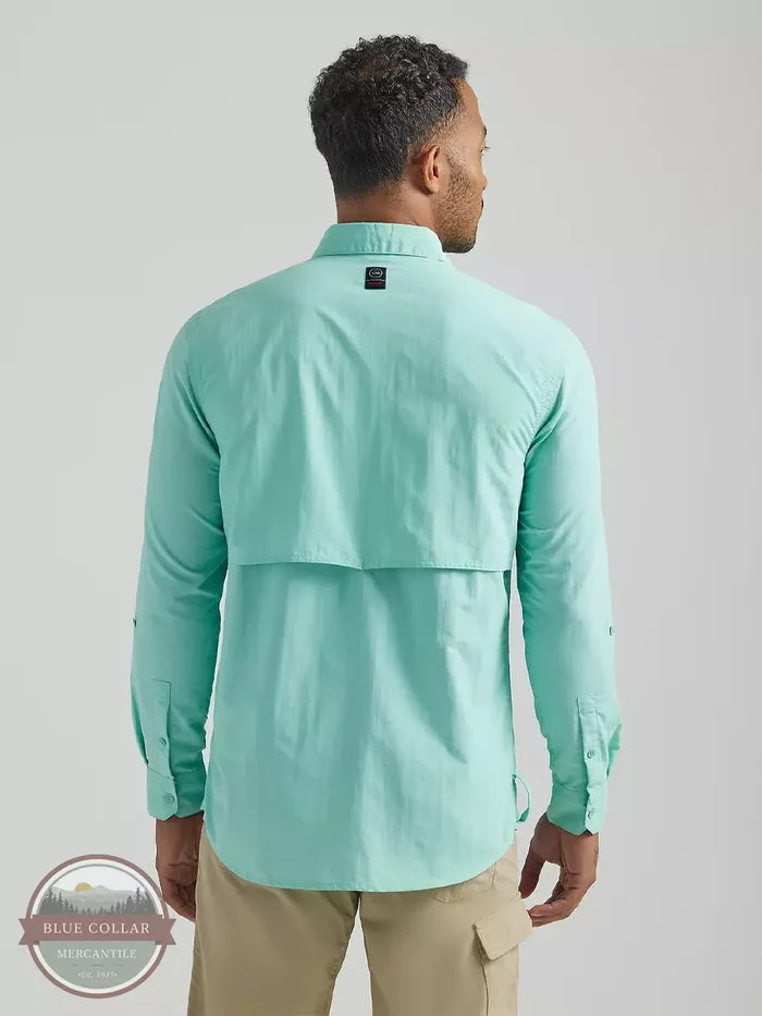 Wrangler 112331259 ATG Angler Long Sleeve Shirt in Ocean Back View