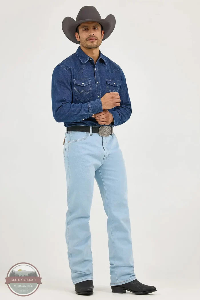 Wrangler 13MAFGH Cowboy Cut Original Fit Active Flex Jean in Light Wash front view