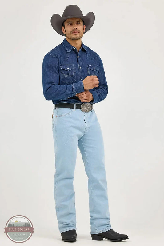 Wrangler 13MAFGH Cowboy Cut Original Fit Active Flex Jean in Light Wash front view