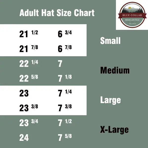 Outback Trading Co. 1480 BLK Kodiak Oilskin Black Hat size chart