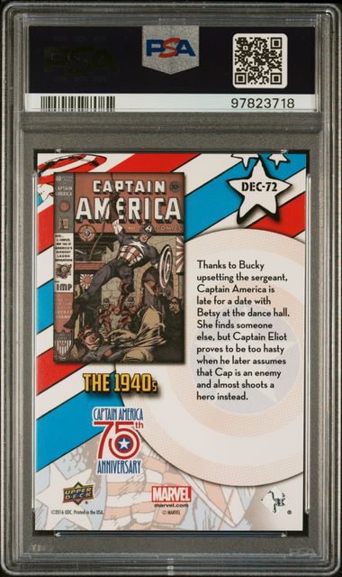 2016 Captain America 75th Anniversary Card 72 Captain America V. 1 #14 SP PSA 10
