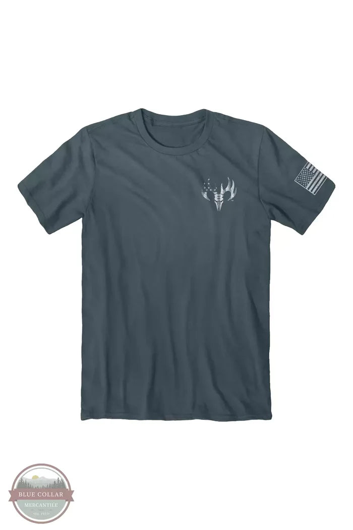 Buck Wear 2176 Shell Yeah Freedom Short Sleeve T-Shirt in Indigo Front View