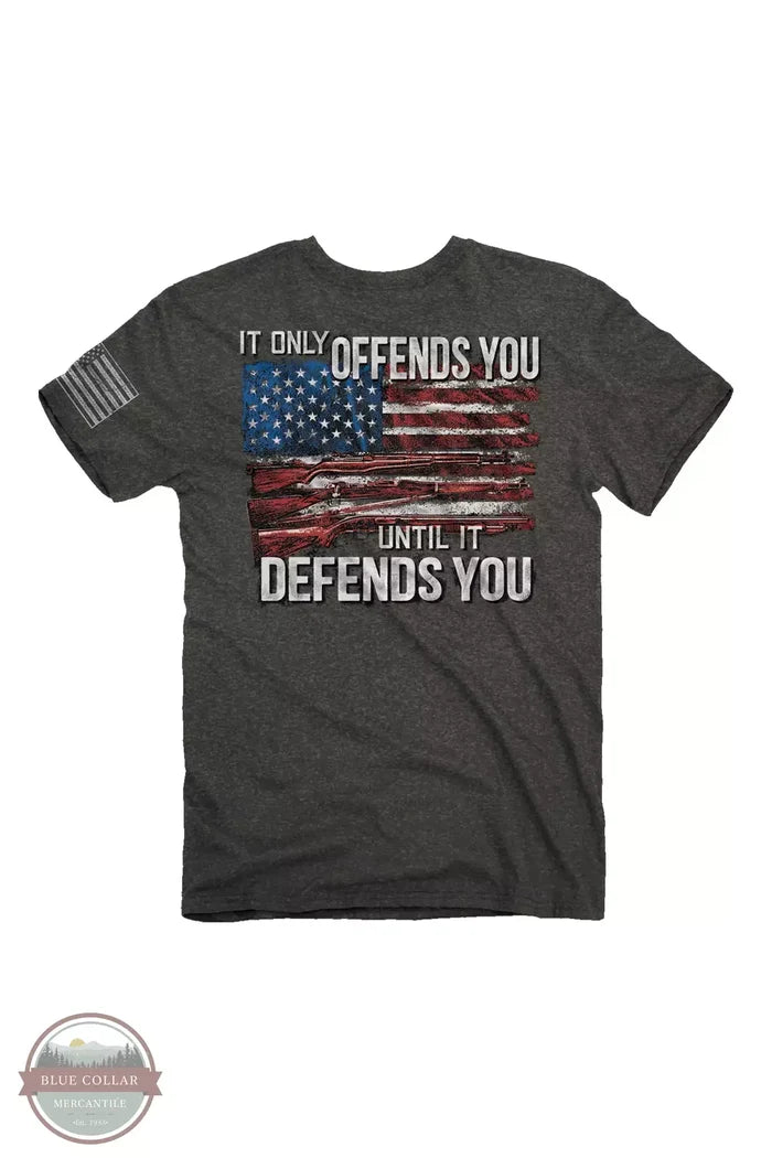 Buckwear 2186 It Defends You Short Sleeve T-Shirt in Gray Back View