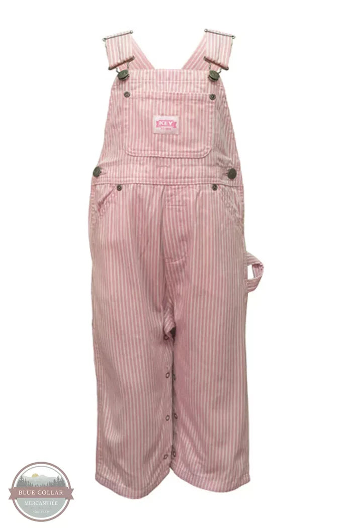 Key 224.68 Toddler Bib Overalls in Pink & White Front View