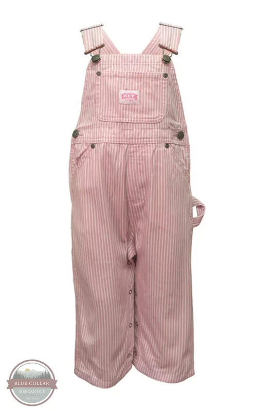 Key 224.68 Toddler Bib Overalls in Pink & White Front View