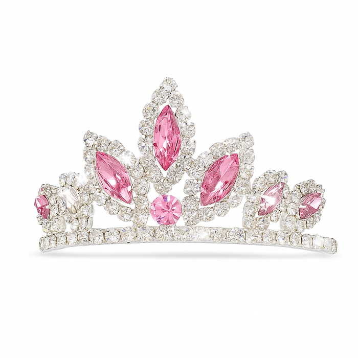 2803Pk Pink Rhinestone Tiara
