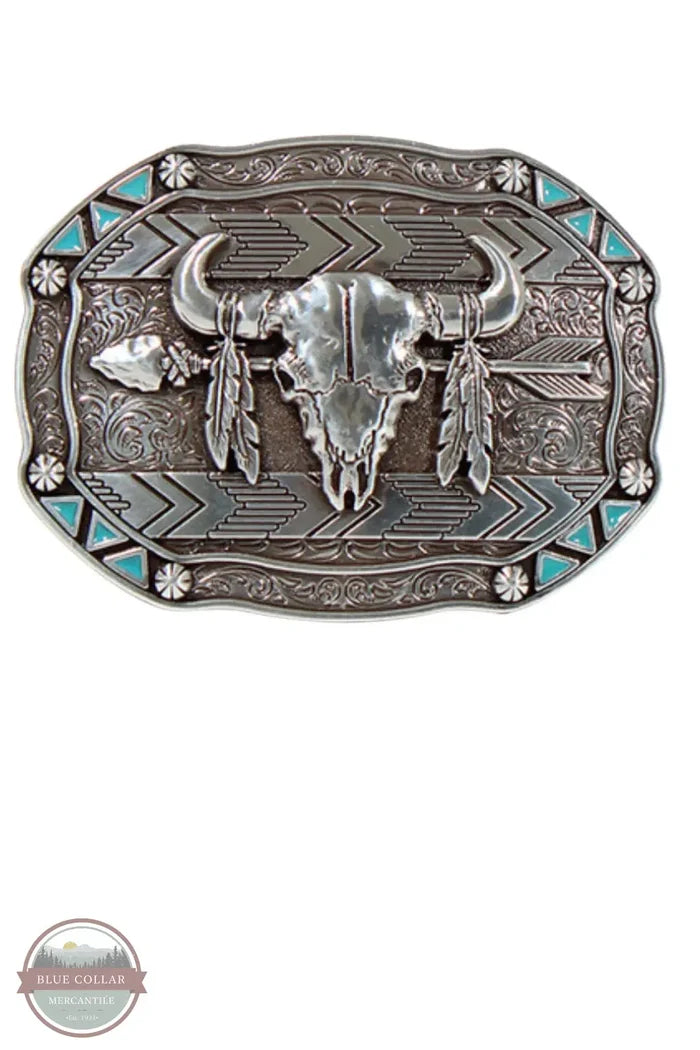 Nocona 37007 Skull With Feather Arrows Belt Buckle