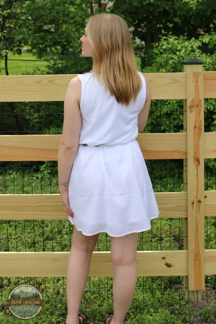 Keren Hart 46014 WHT White Crinkle Sleeveless Dress rear view