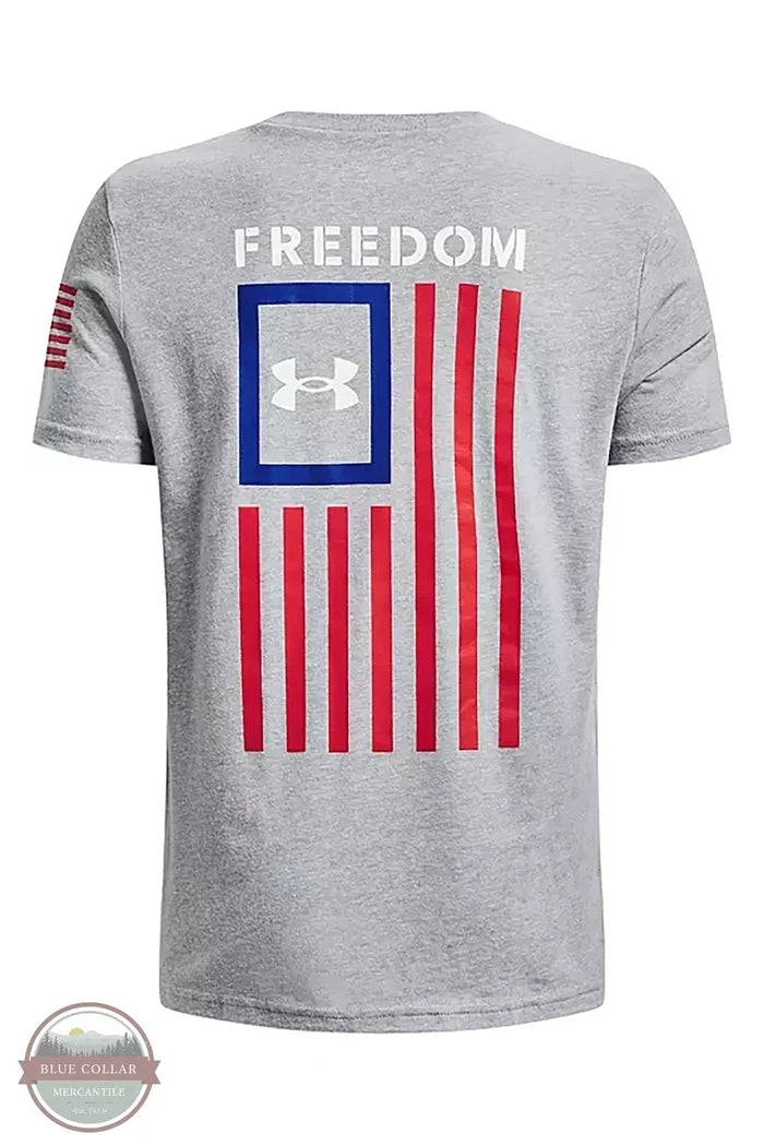 Under Armour 6000251-035 Freedom Flag Short Sleeve T-Shirt in Heather Gray, rear