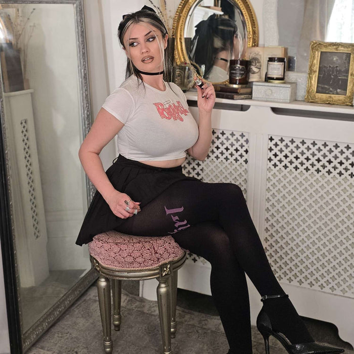 80 Denier Crotchless Tights - Good Girl - Black