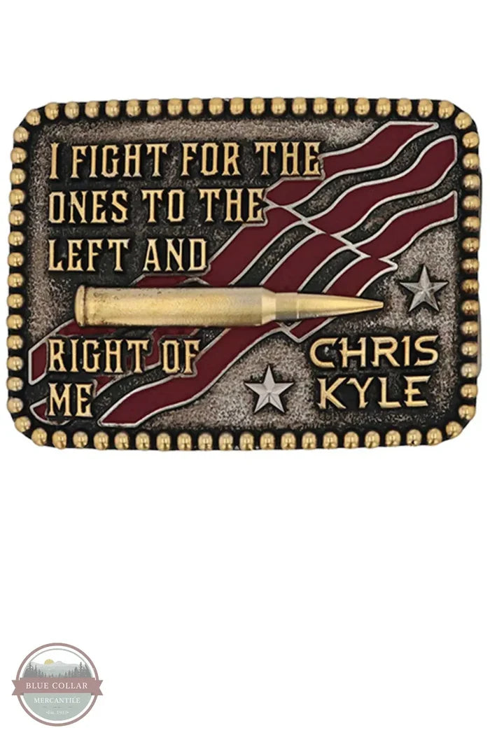Montana Silversmiths A893CK Left &amp; Right Of Me Chris Kyle Belt Buckle Chris Kyle Attitude Buckle