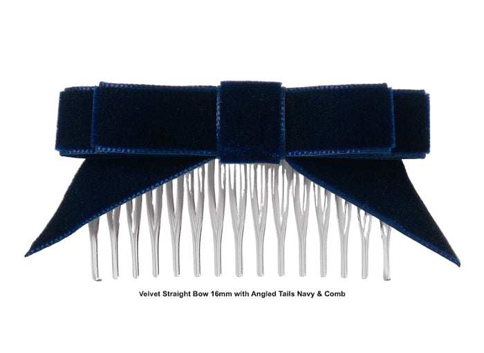Angled Velvet Hair ribbons on Combs