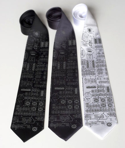 Rocket science Neckties. Dove grey on black, charcoal, white