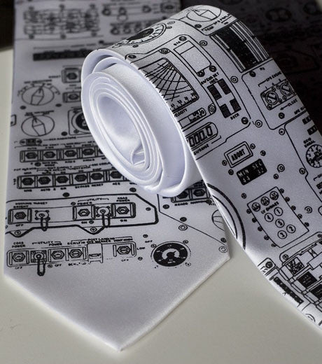 Apollo Cockpit tie: Black on white narrow and standard ties.