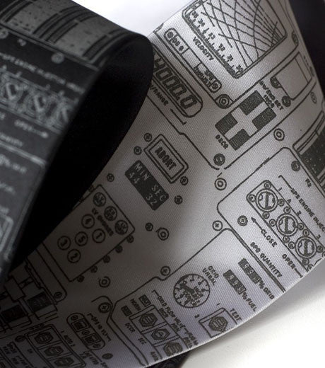 Apollo Cockpit ties: Dove grey on black, charcoal, white