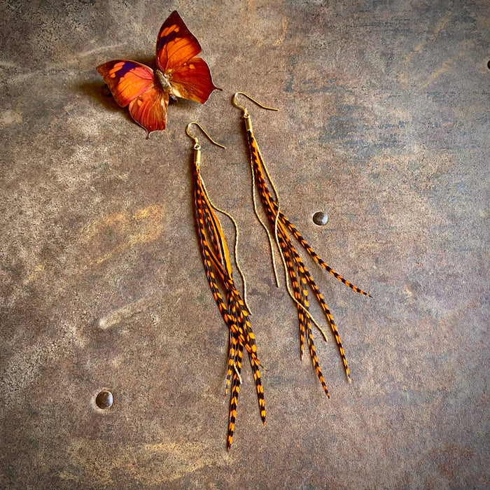 Astali Earrings-FREEBIRDS COLLECTION: Mini Feather-Burnt Orange
