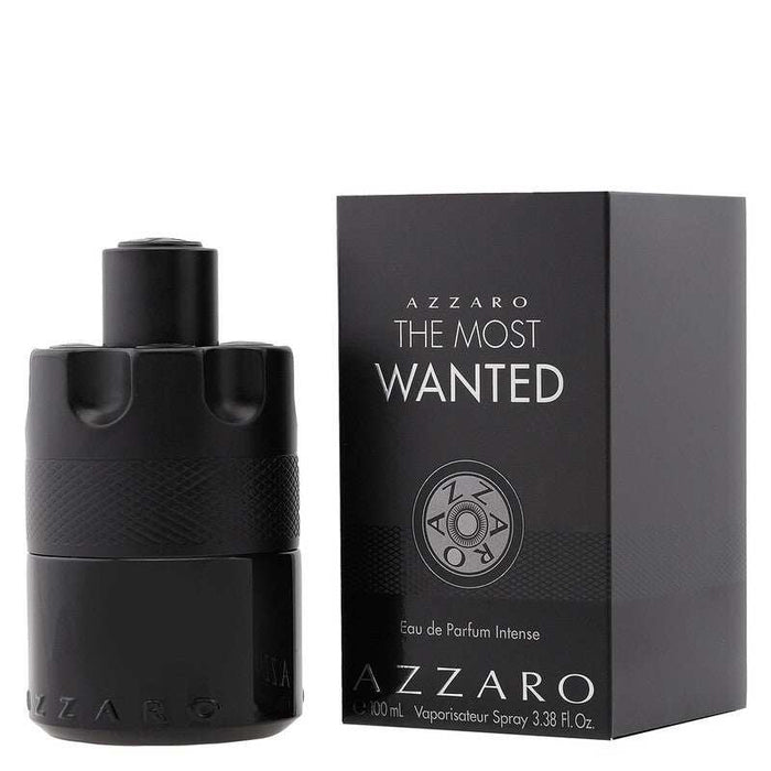 Azzaro The Most Wanted Eau fragrance spray with a matte black bottle, textured band and matching black box