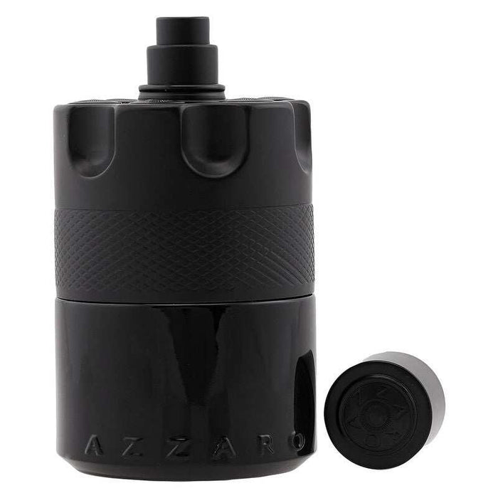 Azzaro The Most Wanted Eau men’s fragrance in a black bottle with a textured band, embossed logo and separate cap