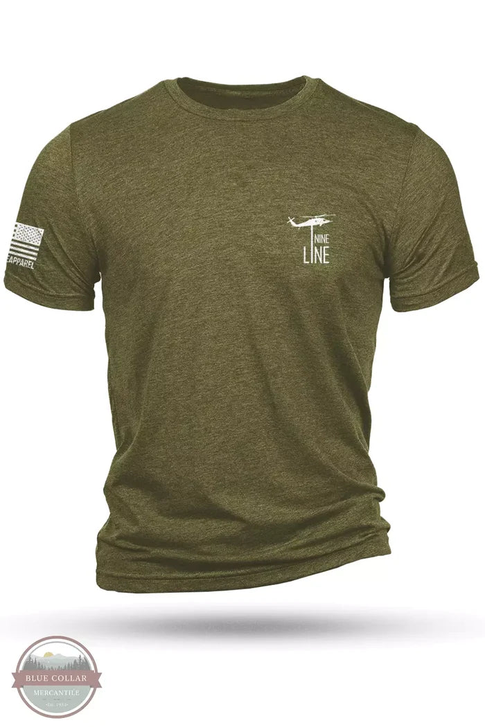 Nine Line BASIC-TSTRI Olive Core Drop Line Short Sleeve T-Shirt Olive Front View