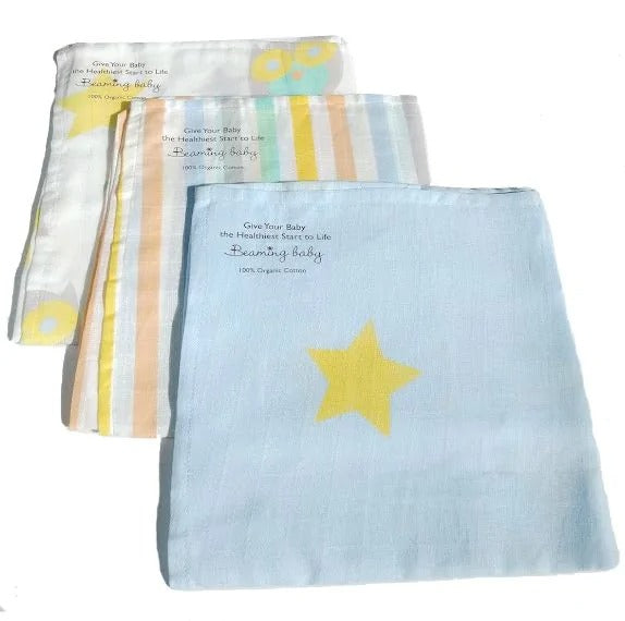 All 3 muslins neatly shown together on a white background