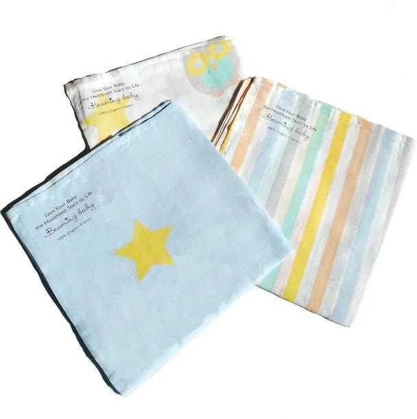 3 organic cotton baby muslins