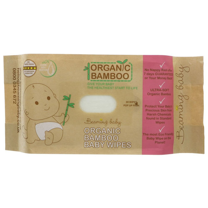 Beaming Baby Organic Bamboo Baby Wipes Front of Pack on white background