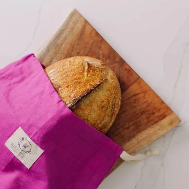 Beeswrap Magenta - Meadow Magic Lined Bee's Wrap Reusable Artisan Bread Bag