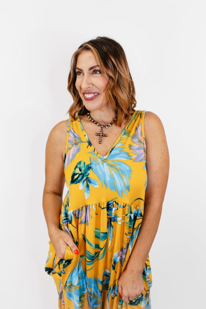 Phierce Fashions Jumpsuit in Yellow Floral - Reg/Curvy FINAL SALE - Macoma Boutique260 Jumpsuits/Rompers/Overalls