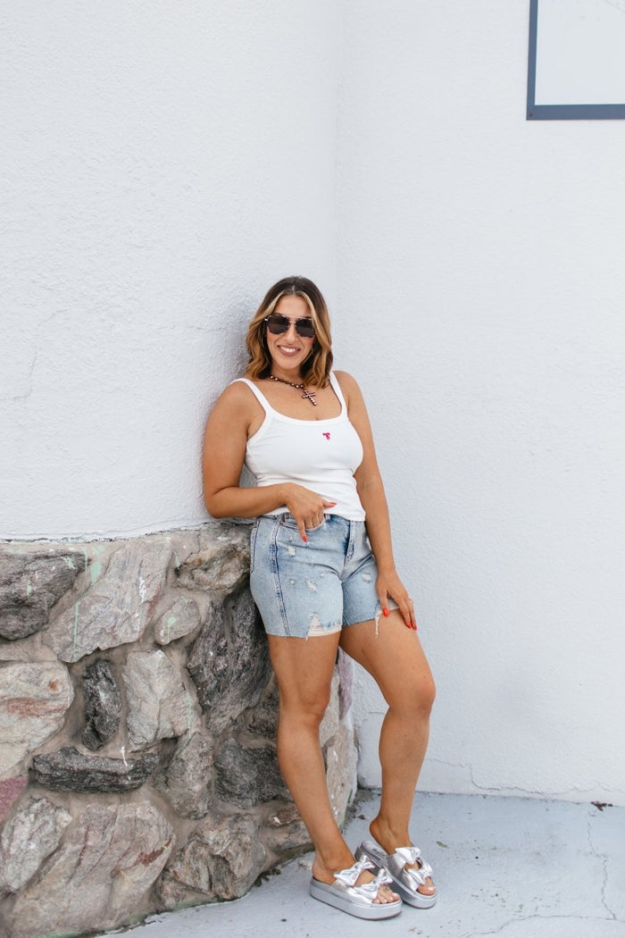 Tied With Love Tank in White - FINAL SALE - Macoma Boutique110 Tanks