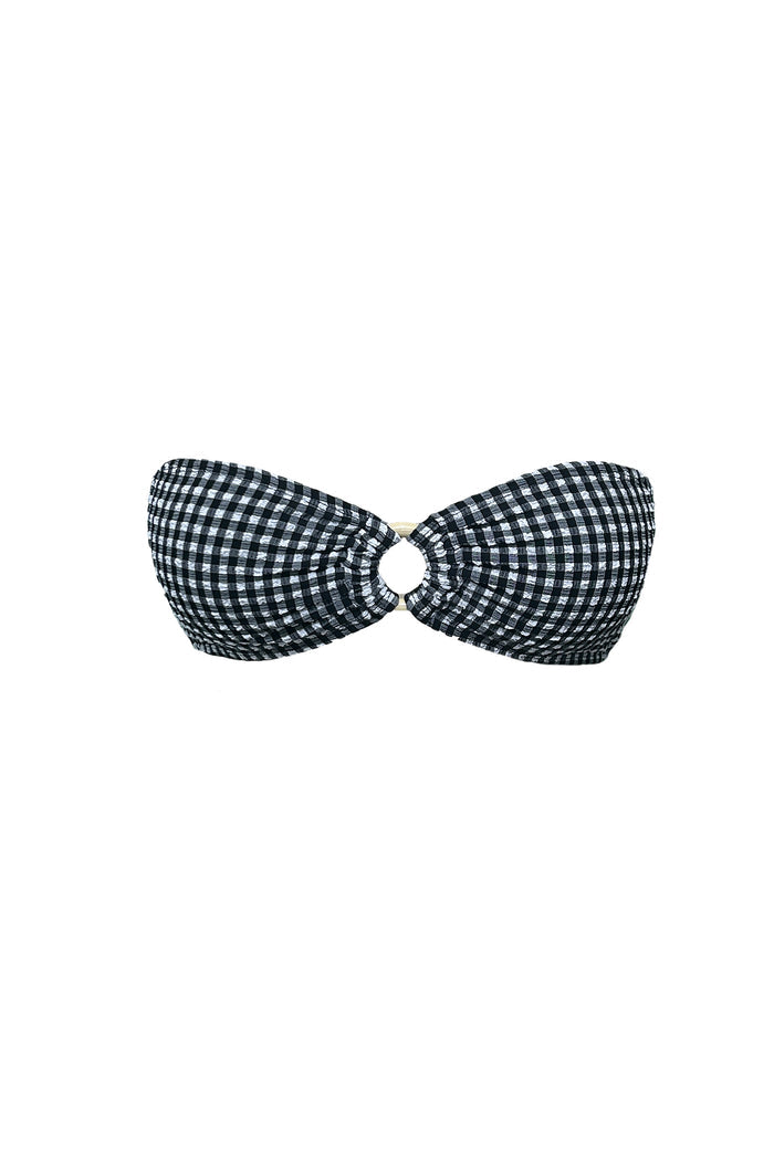 Black gingham bandeau bikini top – Bliss