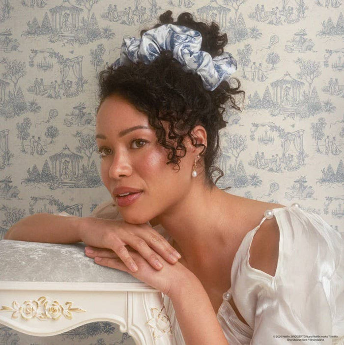 Bridgerton x Kitsch Satin Pillow Scrunchies® in Toile in Bloom-Single