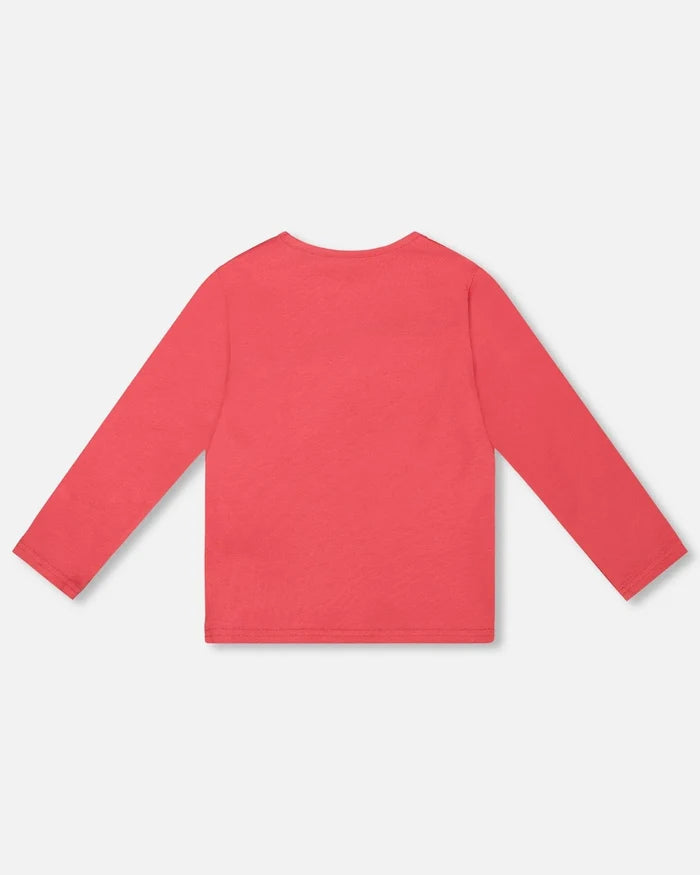 Cardinal Red Apple Heart Print LS Tee