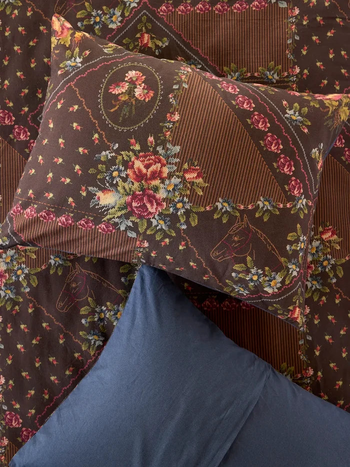 Catalina Cotton Shams, Set of 2 - Crafted Bouquets Chocolate-view 2