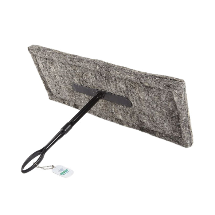 Medium sized wool Chimney Sheep draught excluder with extension rod and handle attached.