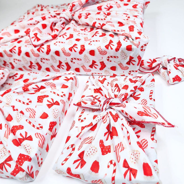 Waste Free Celebrations Christmas Cookies and Candy Furoshiki Gift Wraps- Set of 4