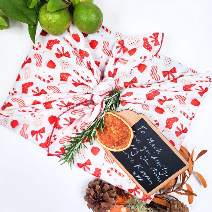 Waste Free Celebrations Christmas Cookies and Candy - 4 Furoshiki Gift Wraps