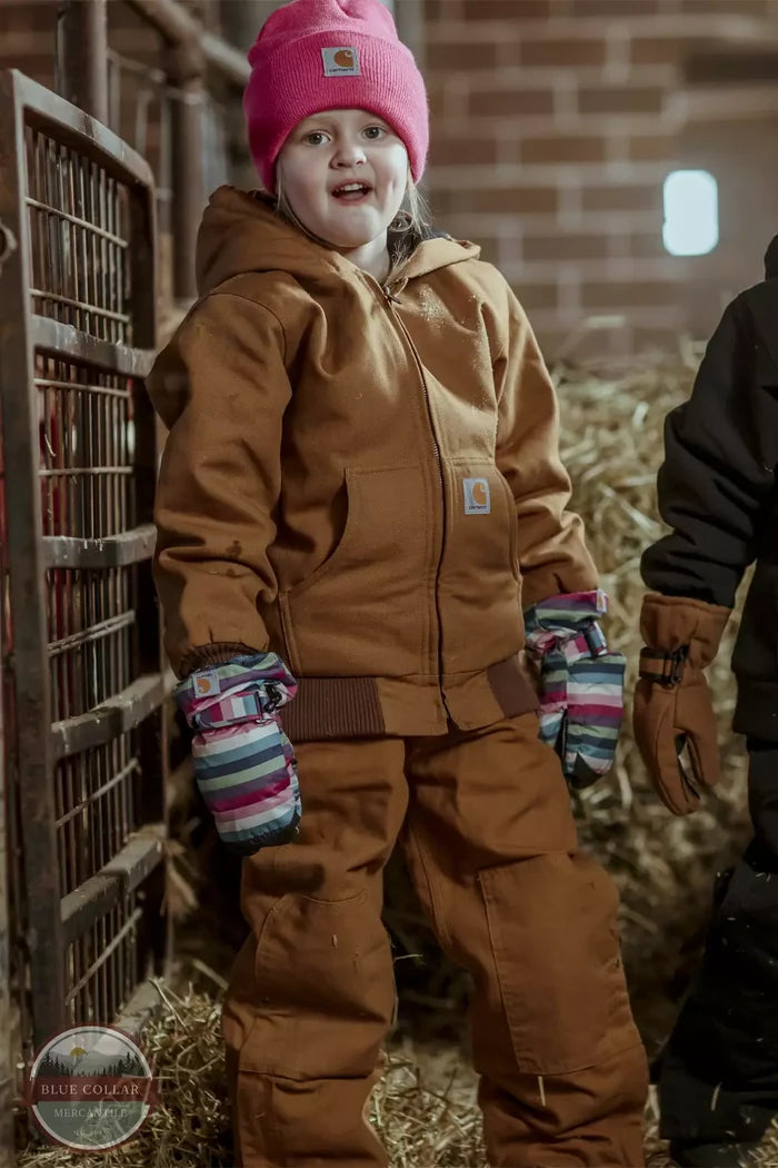 Carhartt CM8625-D15 Youth Quilted Duck Bib Overalls in Carhartt Brown Life View