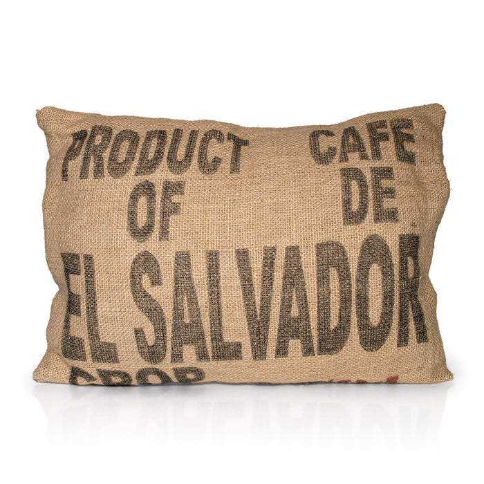 A mix off wool filled, jute hessian outdoor cushion