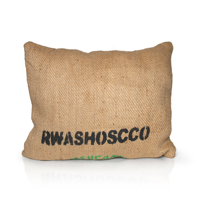 A mix off wool filled, jute hessian outdoor cushion