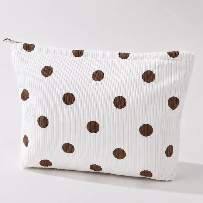 Corduroy Polka Dot Cosmetic Pouch WHITE