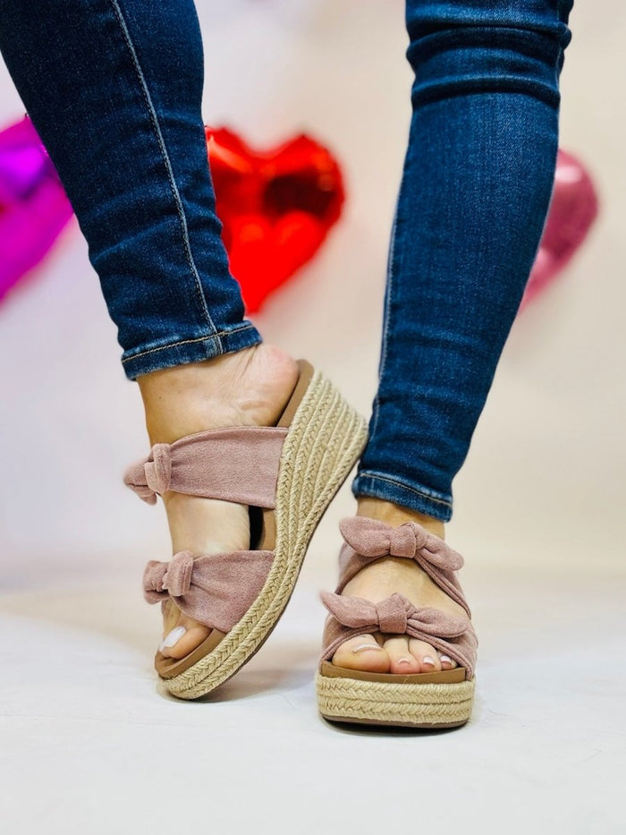 Corky's Blush Faux Suede Tie The Knot Sandals FINAL SALE - Macoma Boutique304 Sandals