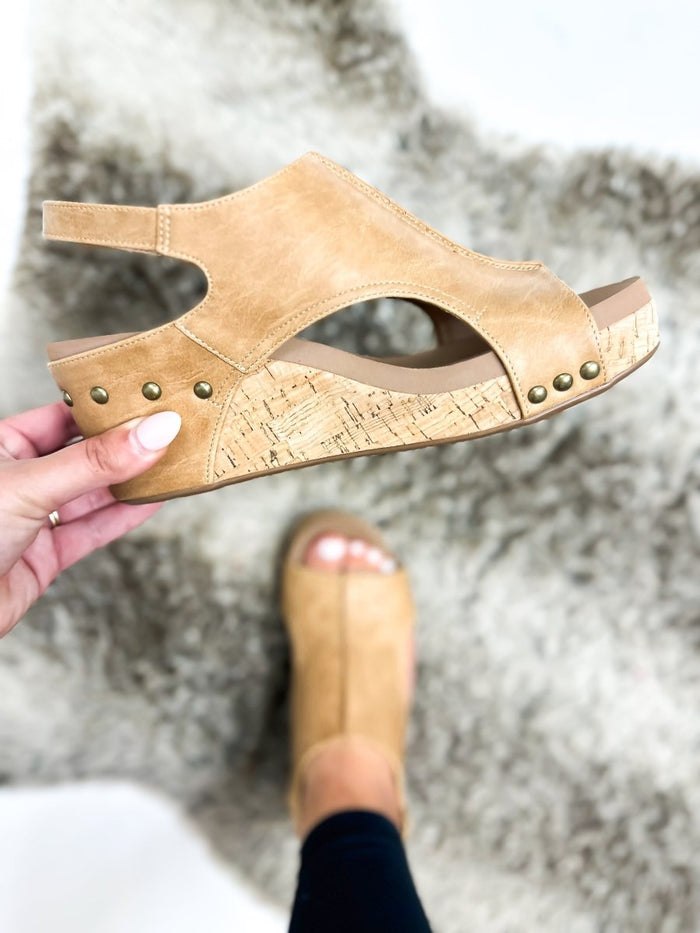 Corky's Taupe Smooth Carley Sandals - Macoma Boutique302 Wedges & Heels