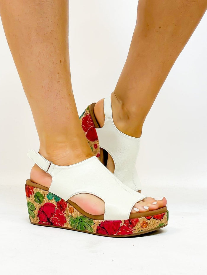 Corky's White Floral 2 Carley Sandals FINAL SALE - Macoma Boutique302 Wedges & Heels