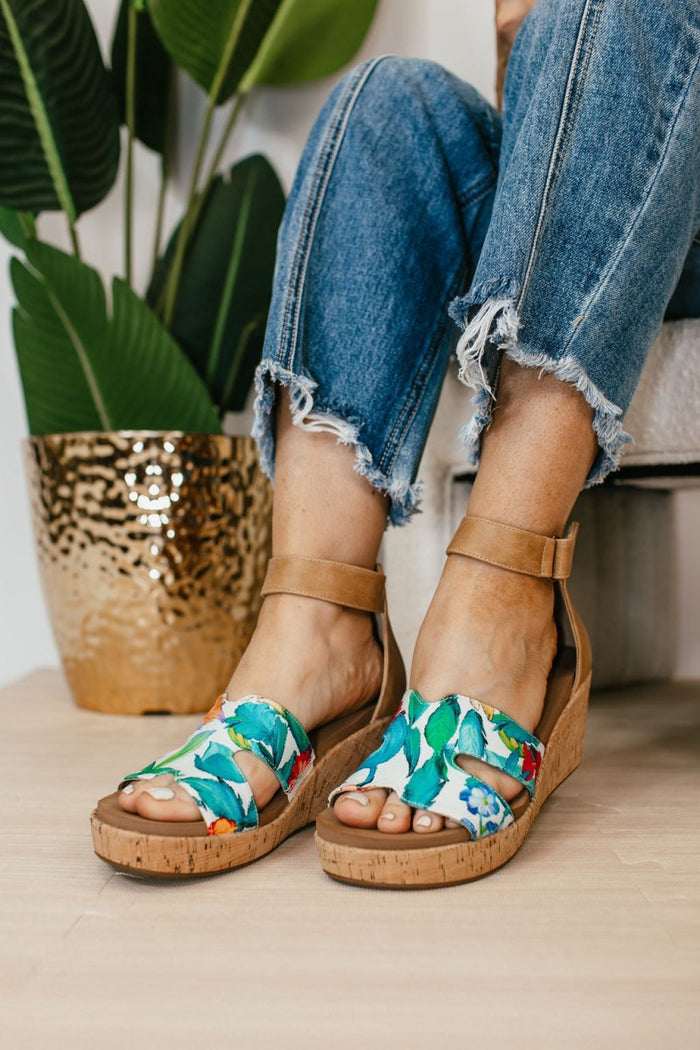 Corky's White Floral Rom Com Wedges FINAL SALE - Macoma Boutique302 Wedges & Heels