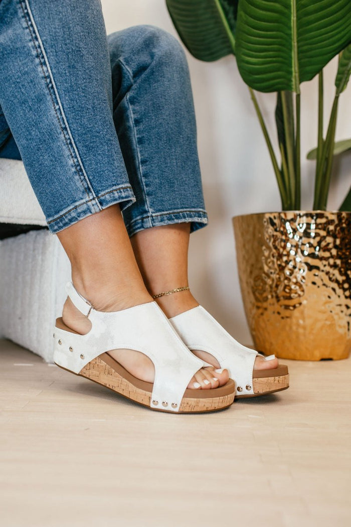 Corky's White Metallic Volta II Shoes - Macoma Boutique302 Wedges & Heels
