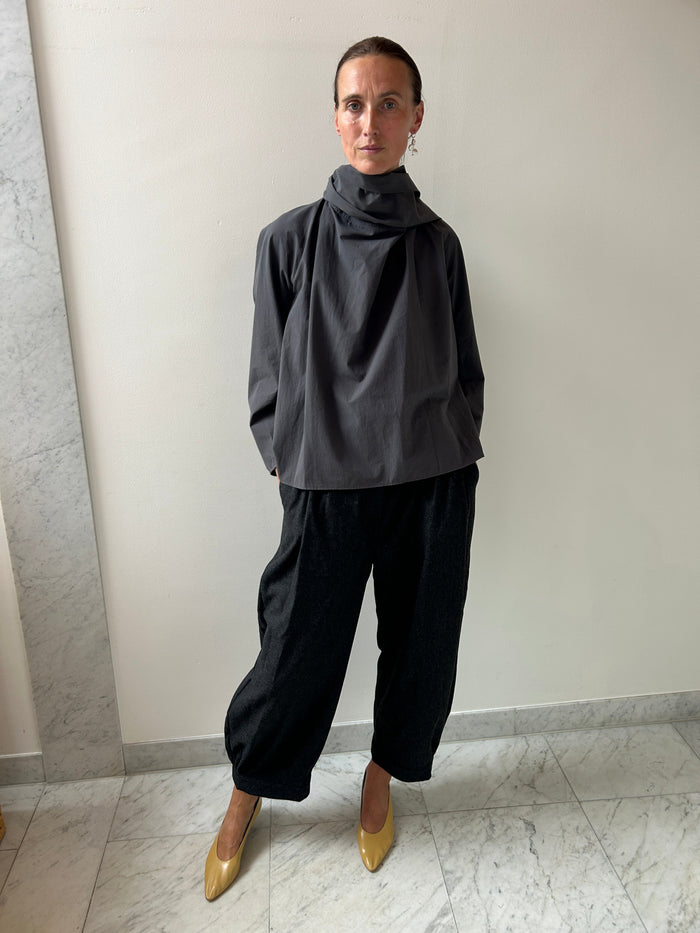 Cotton Scarf Top, Charcoal Amomento