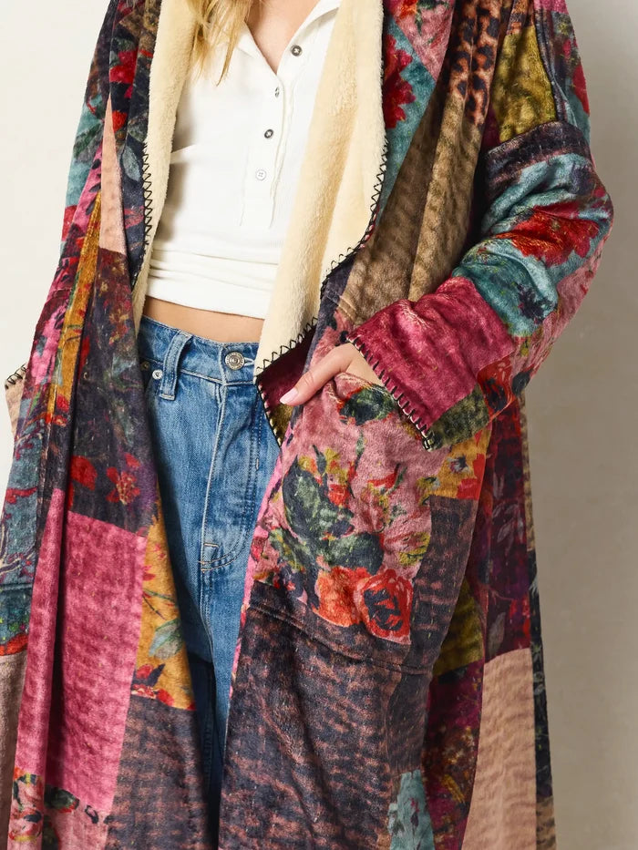 Cozy Blanket Kimono - Jewel Quilt Multi Long Length-view 3