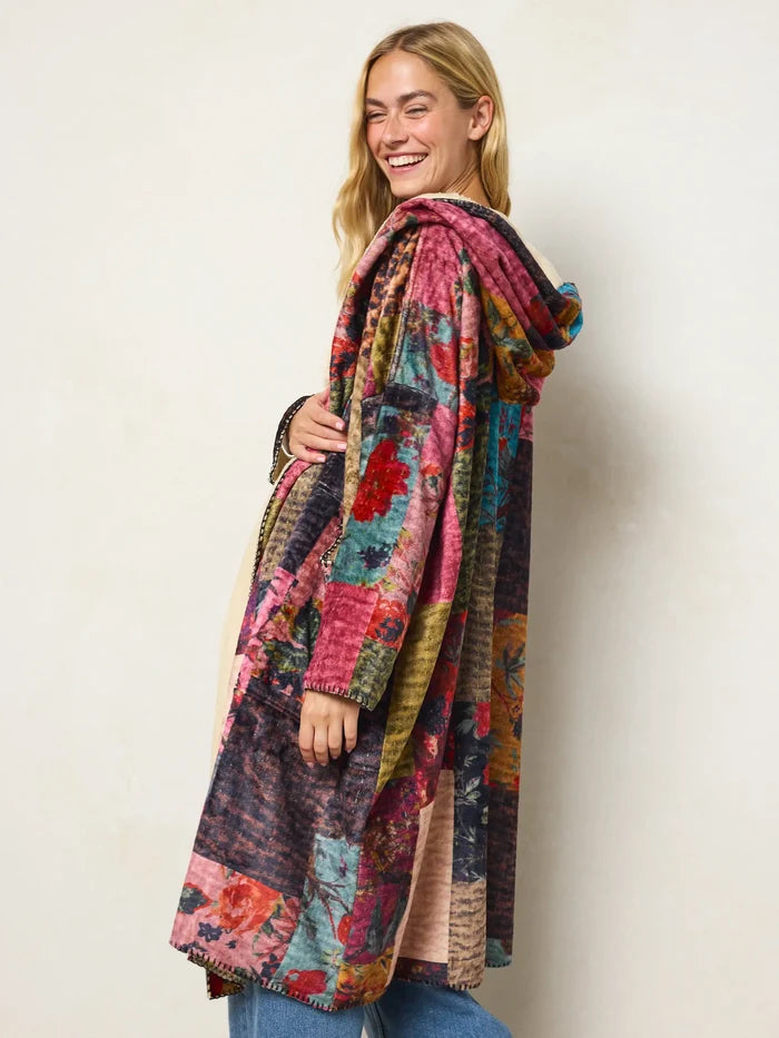 Cozy Blanket Kimono - Jewel Quilt Multi Long Length-view 5